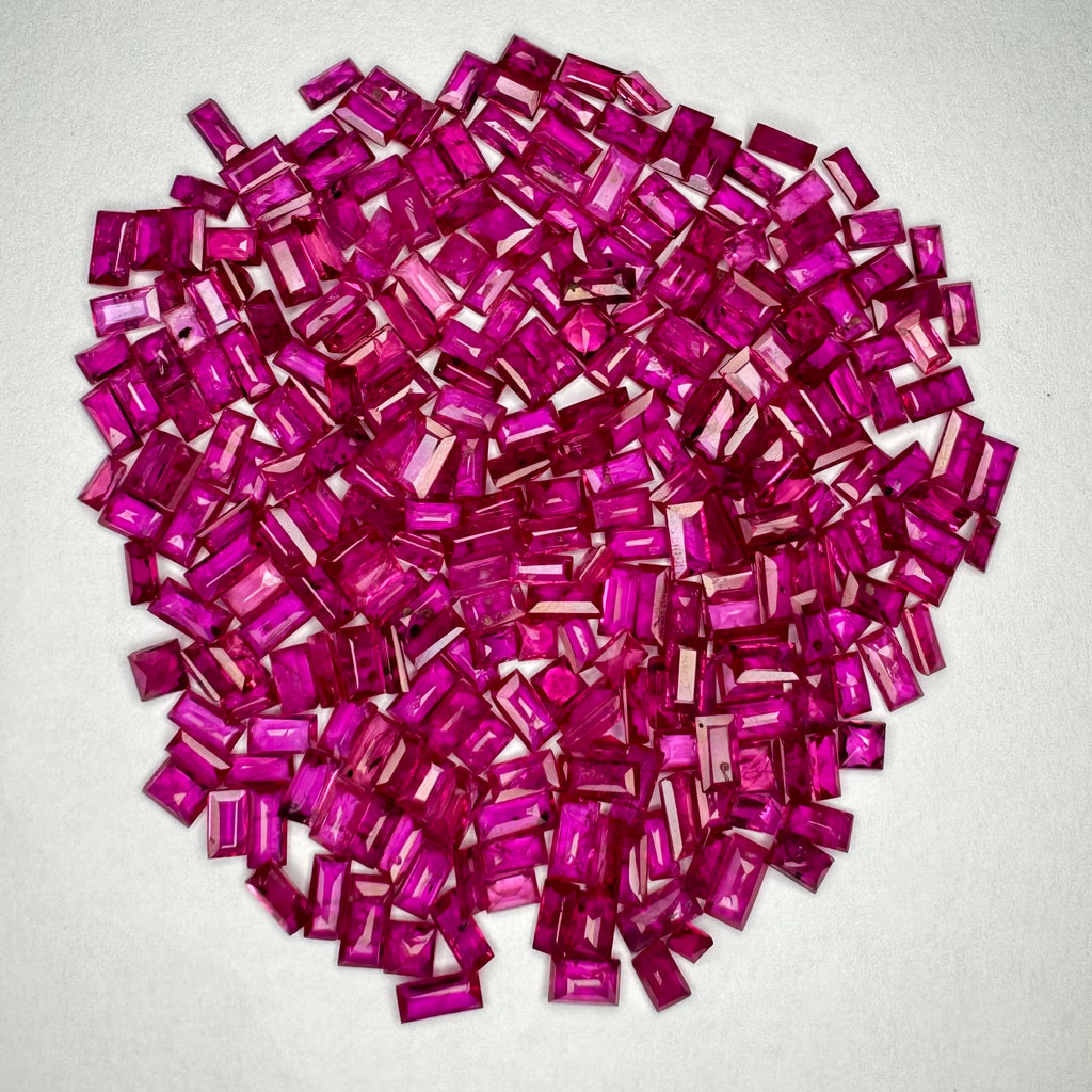 Natural Pinkish Ruby Baguettes 3x1.5mm, 4x2 mm, 5 X 2.5 mm  From Mozambique