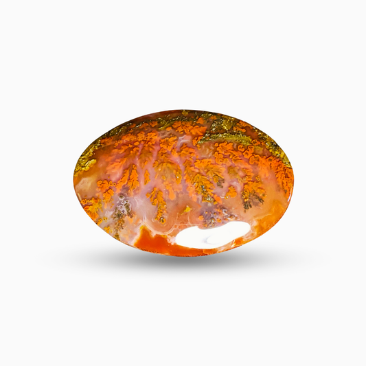 Natural Orange Plume Agate Stone Oval Shape (Aqeeq)