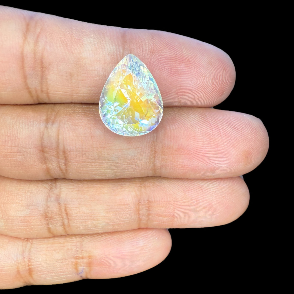 Natural Rainbow Moonstone Pear Cut 10.90 Carats 16.51 x 13.29 x 9.83 mm Labradorescence