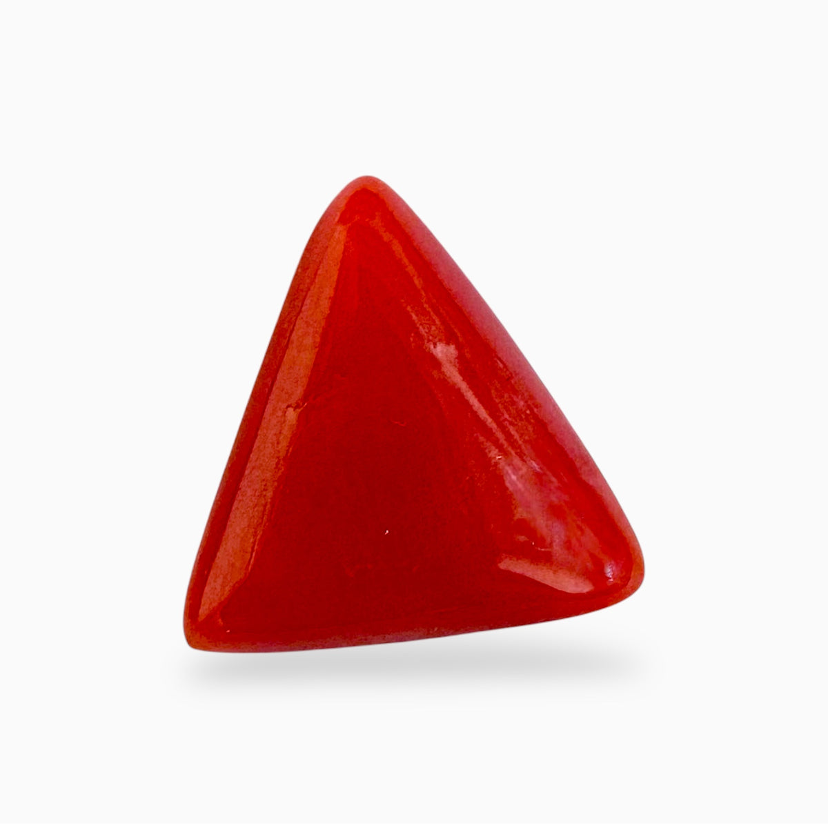 Natural Red Coral Moonga Stone 3.09 Carats Triangle Shape Size 10.6x10.5mm