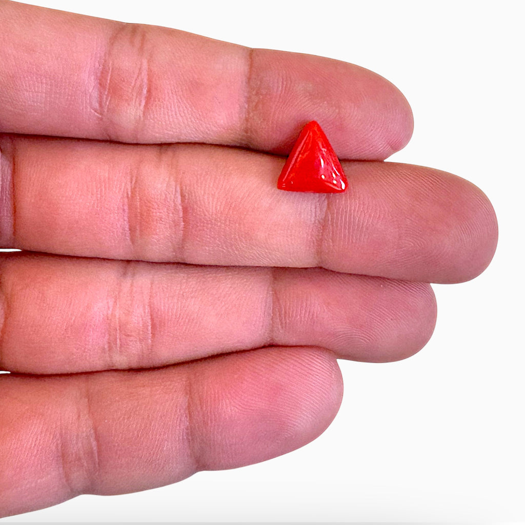 Natural Red Coral Moonga Stone 3.09 Carats Triangle Shape Size 10.6x10.5mm