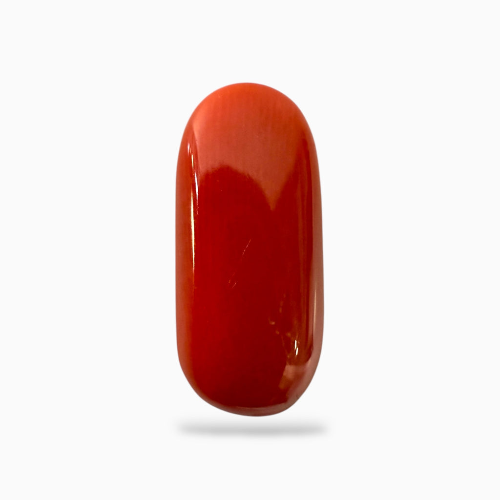 Natural Red Coral Capsule Shape Stone 4.78 Carats 14x6.3 mm