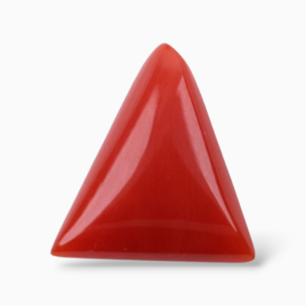 Natural Red  Coral Stone For Sale 3.20 Carats Triangle Shape Size 11.3mm
