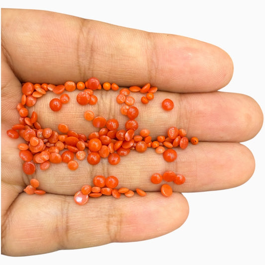 Natural Red Coral Stone Round Cabochon (Moonga) From 1.5 - 3 mm Per Carats Price