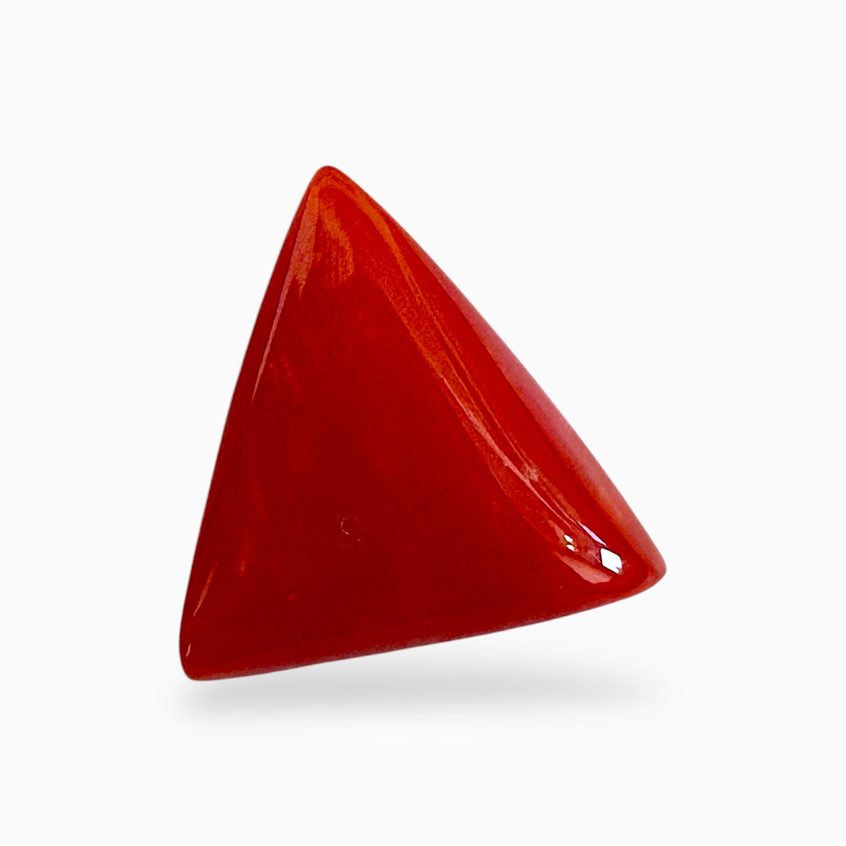 Natural Red Coral Moonga Stone 3.34 Carats Triangle Shape Size 11.2x10.5mm