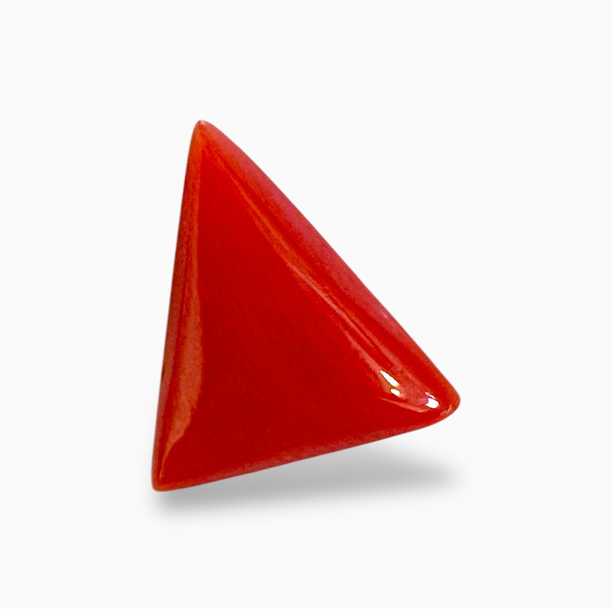 Natural Red Coral Moonga Stone 2.99 Carats Triangle Shape Size 11.3x9.7mm