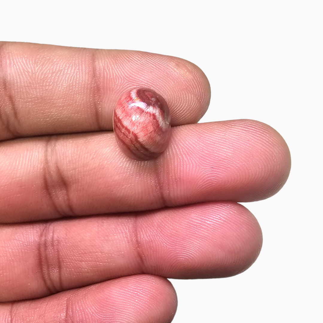 Natural Rhodochrosite Stone 7.61 Carats Oval Cabochon Shape ( 14X11 mm )