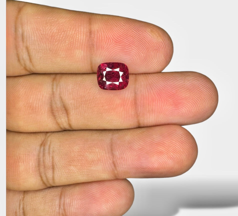 Natural  Ruby Cushion Shape Manik Stone 3.01 Carats Mozambique No Heat