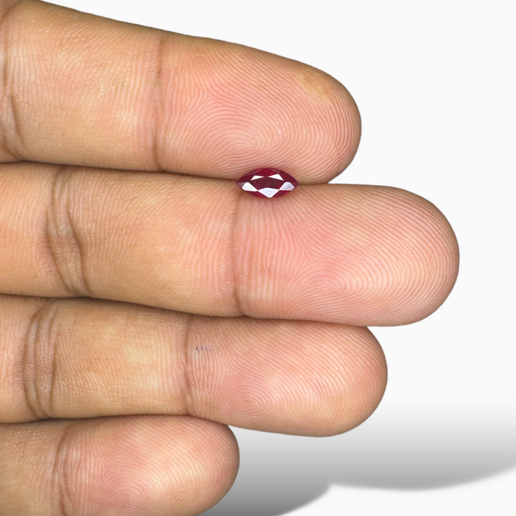 Natural Ruby Marquise Cut 7x3.5 mm, 0.50 Carat from Mozambique Deep Red