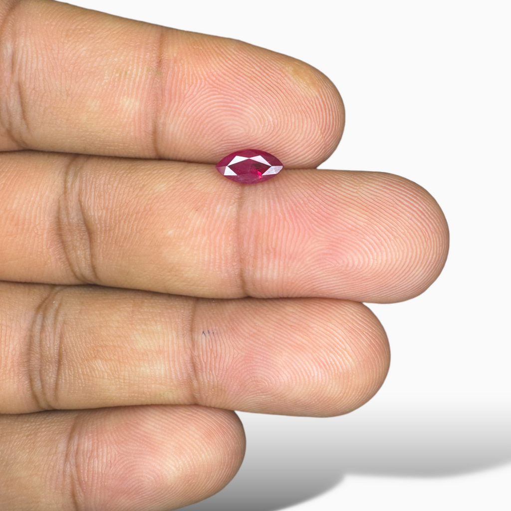 Natural Ruby Marquise Cut 8x4mm, 0.80 Carat from Mozambique Deep Red