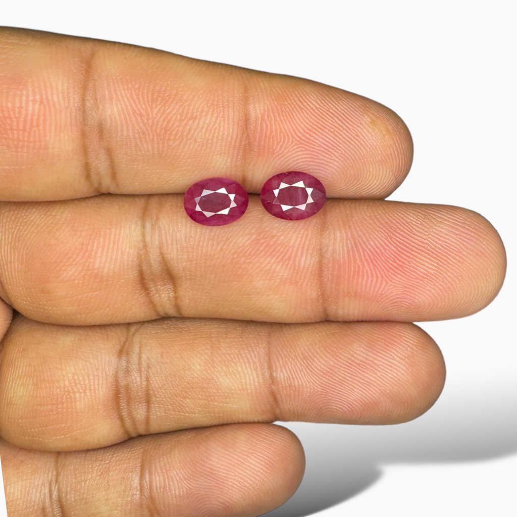 Natural Ruby Oval 8x6 mm Pair from Mozambique calibrated