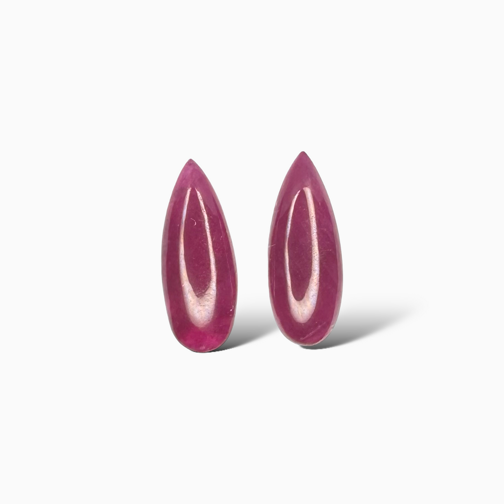 Natural Ruby Pear Cabochon  Pair 8.48 carat 18x7mm From India