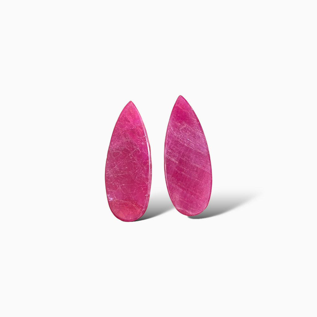 Natural Ruby Pear Cabochon  Pair 8.48 carat 18x7mm From India