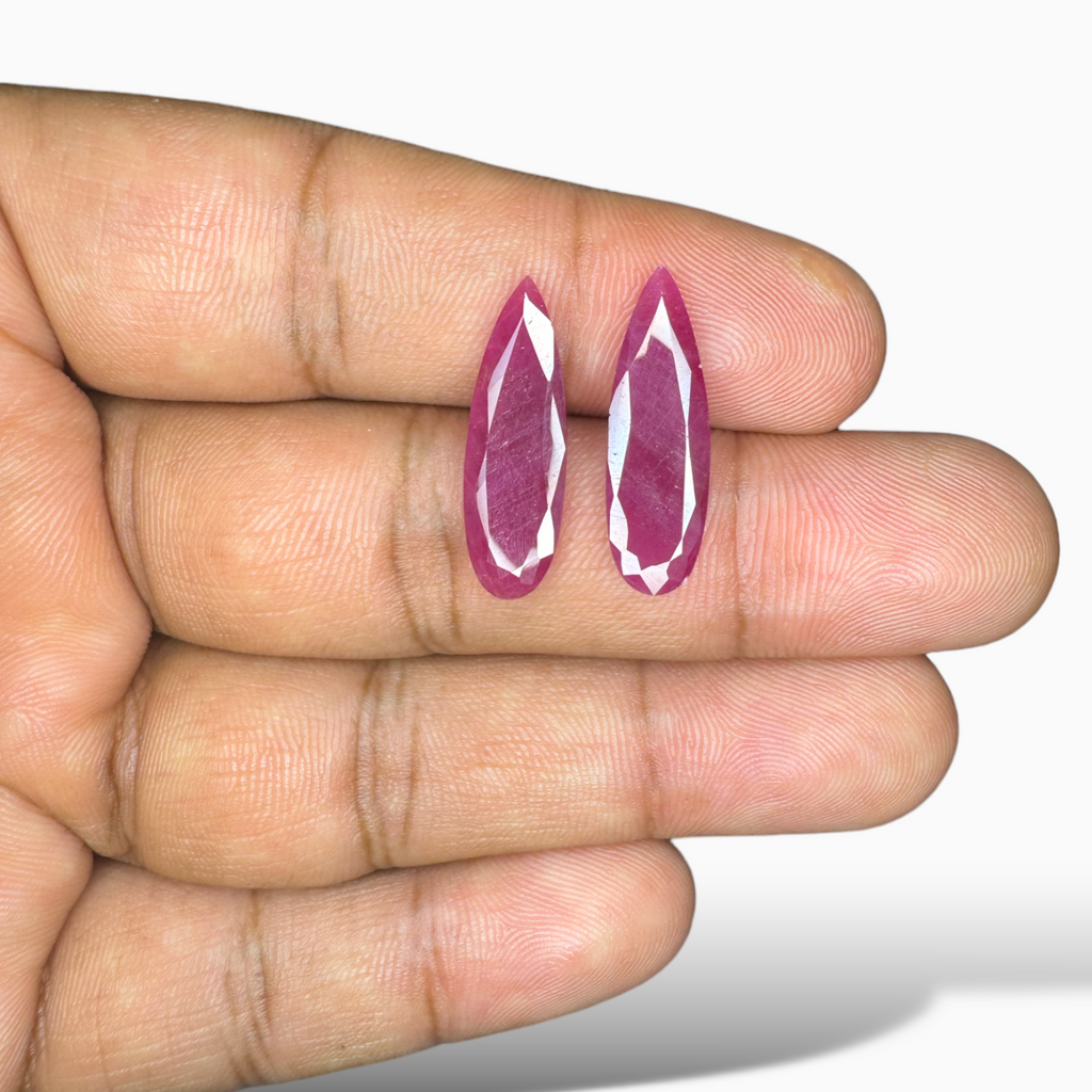 Natural Ruby Pear Pair 9.20 Carats From India
