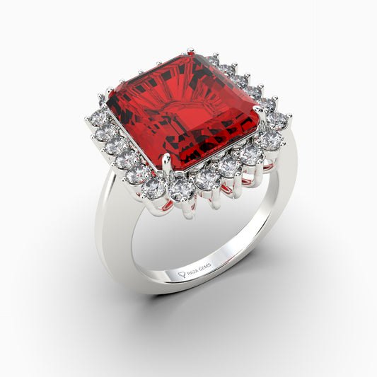 Natural Ruby Stone Ring with Natural Diamonds - Madalyn