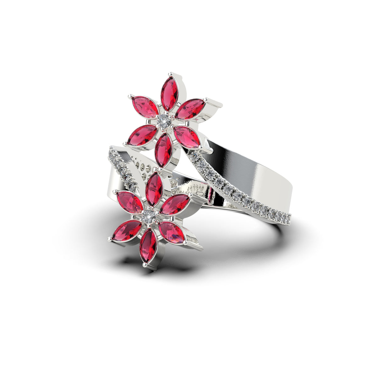 Natural Ruby Ring in Flower Shape - Kahlani