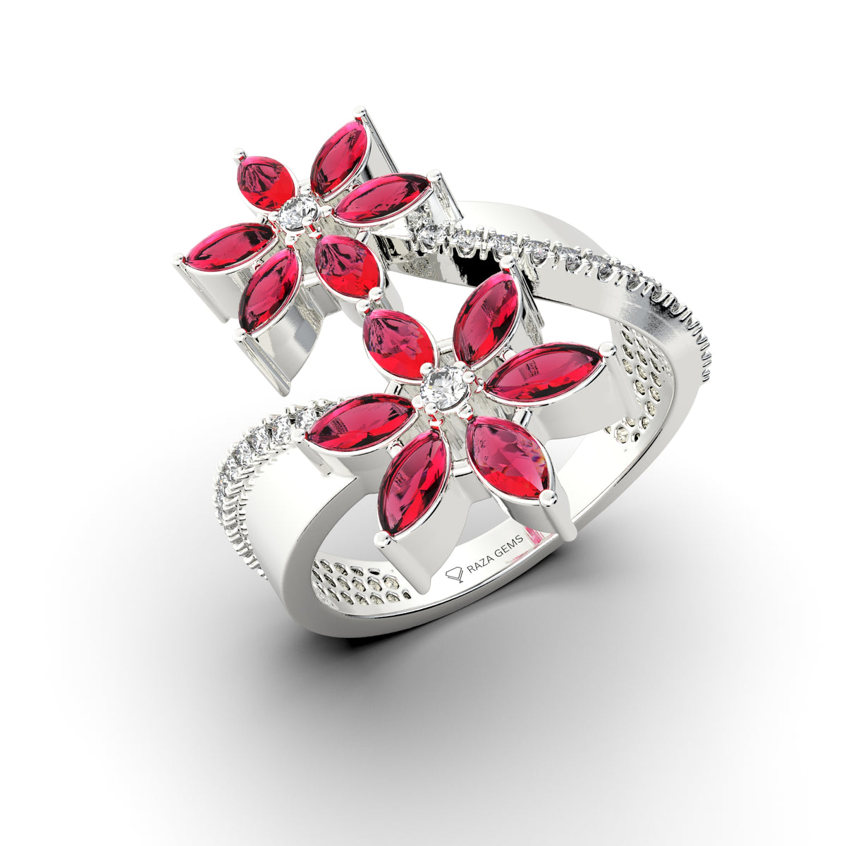 Natural Ruby Ring in Flower Shape - Kahlani