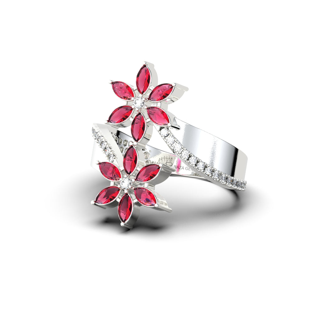 Natural Ruby Ring in Flower Shape - Kahlani
