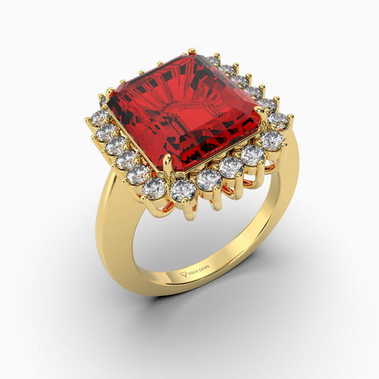 Natural Ruby Stone Ring with Natural Diamonds - Madalyn