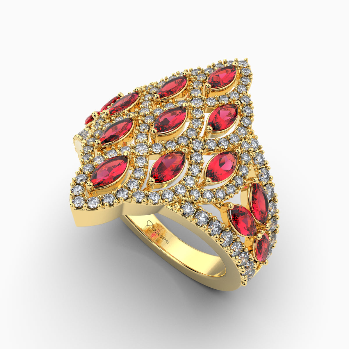 Natural Diamond and Ruby Ring Gold: Luella