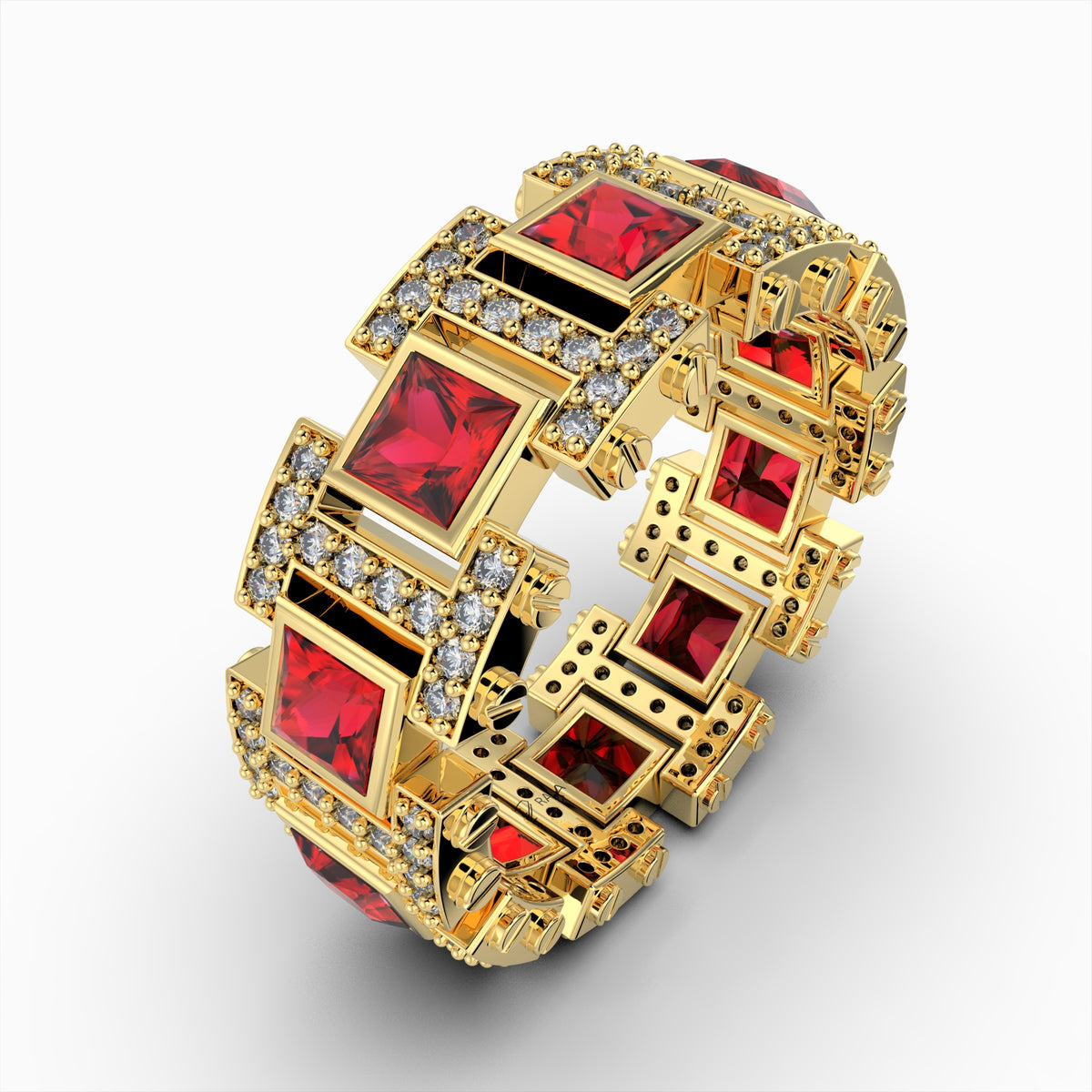 Natural Diamond and Ruby Ring Gold: Elsa