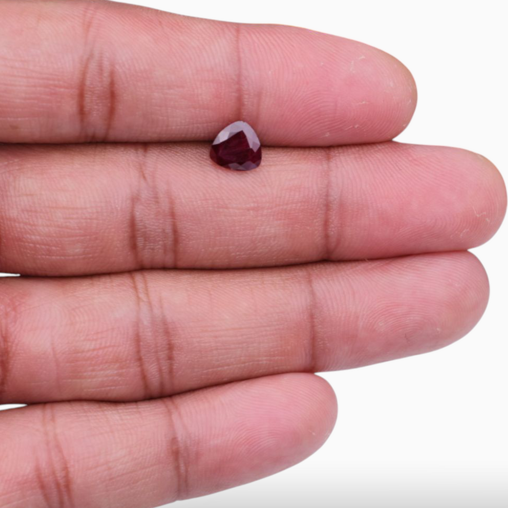 Natural Ruby Stone 1.72 Carats Triangular Shape 7.27x7.16x4mm Size