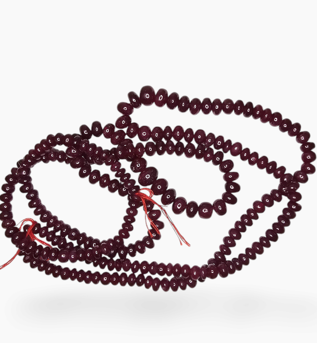 Natural Ruby Beads 225.1 Carats 4-8  mm Round Shape
