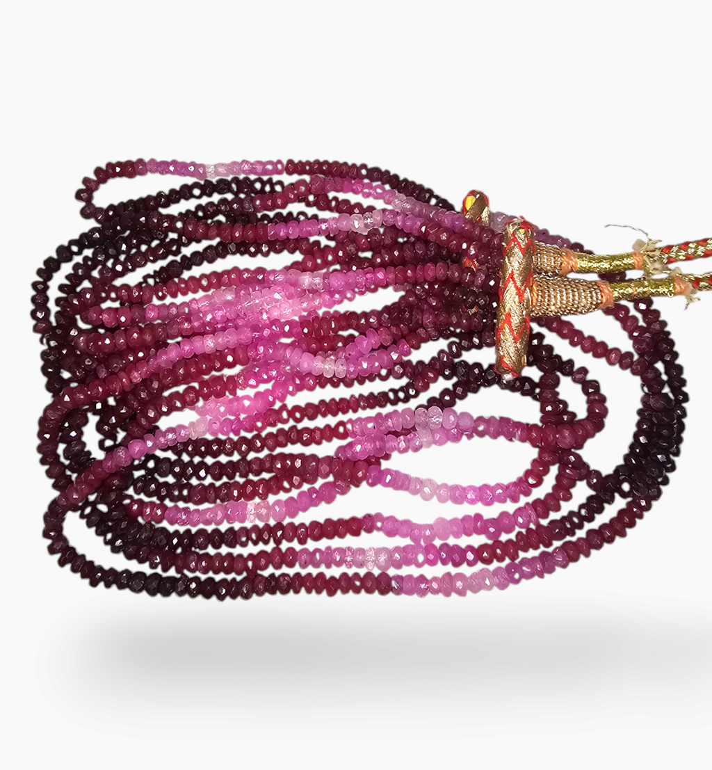 Natural Ruby Beads 406.84 Carats 3-4mm  Round Shape