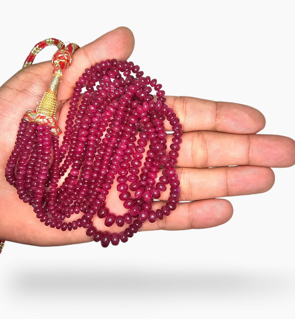 Natural Ruby Beads 507.80  Carats 4.5-9 mm Round Shape