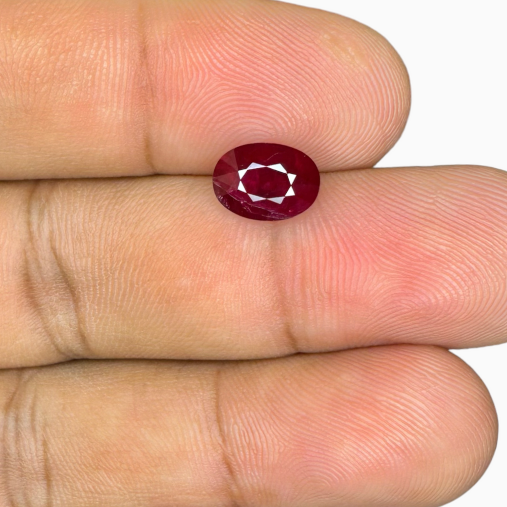 Natural Ruby Stone Oval  Cut 2.05 Carat (Heated) From Mozambique-IDL Certified