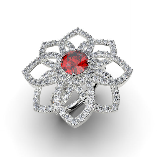 Natural Ruby Stone Ring with Natural Diamonds - Cielo