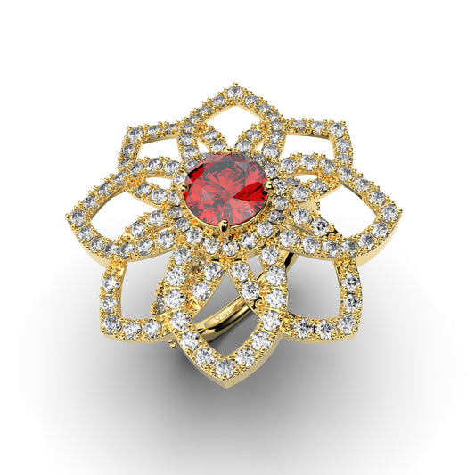 Natural Ruby Stone Ring with Natural Diamonds - Cielo