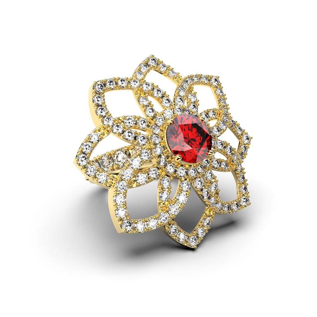 Natural Ruby Ring with Natural Diamonds - Cielo