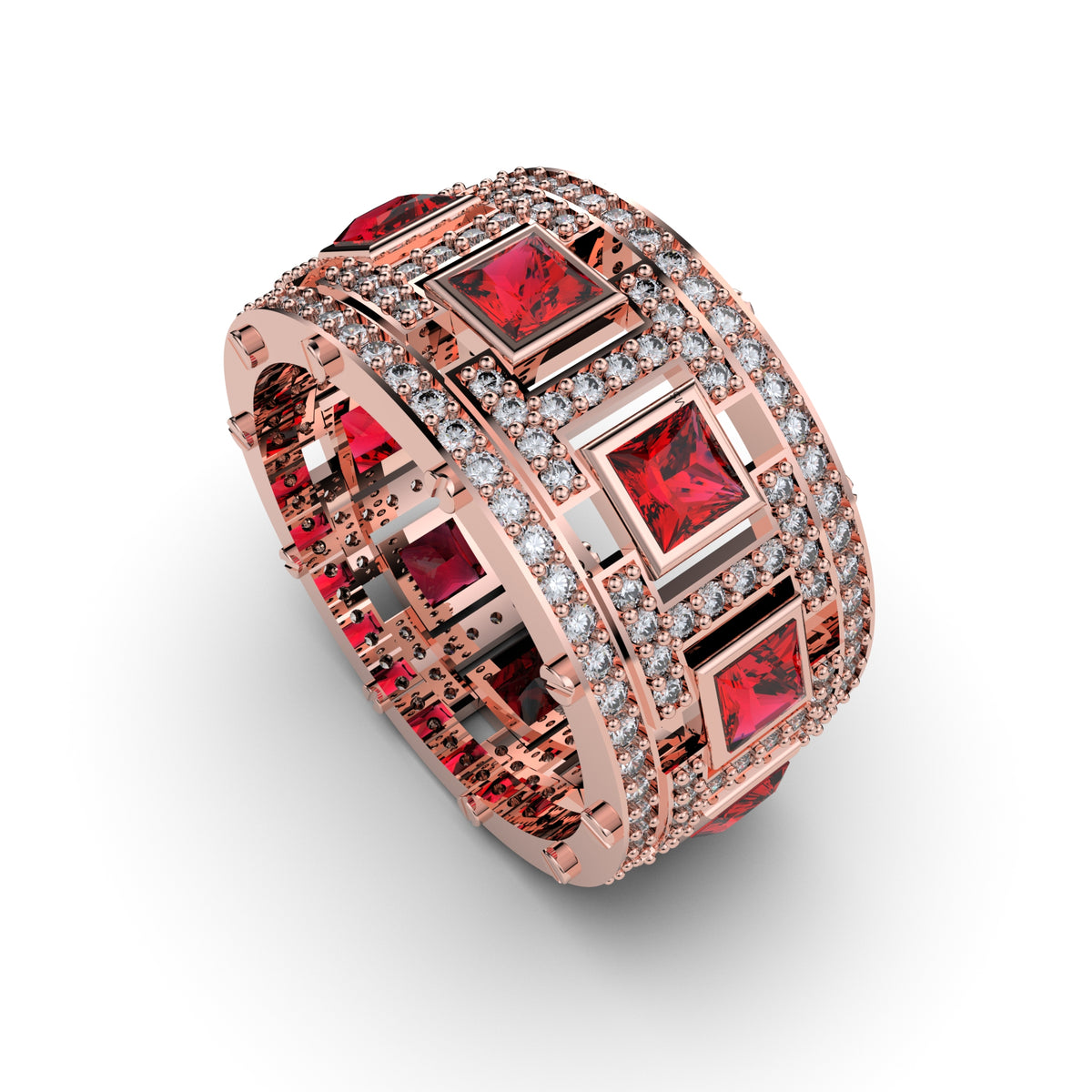 Natural Ruby and Natural Diamonds Ring - Nancy