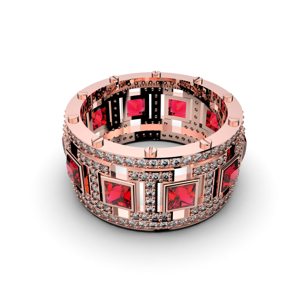 Natural Ruby and Natural Diamonds Ring - Nancy