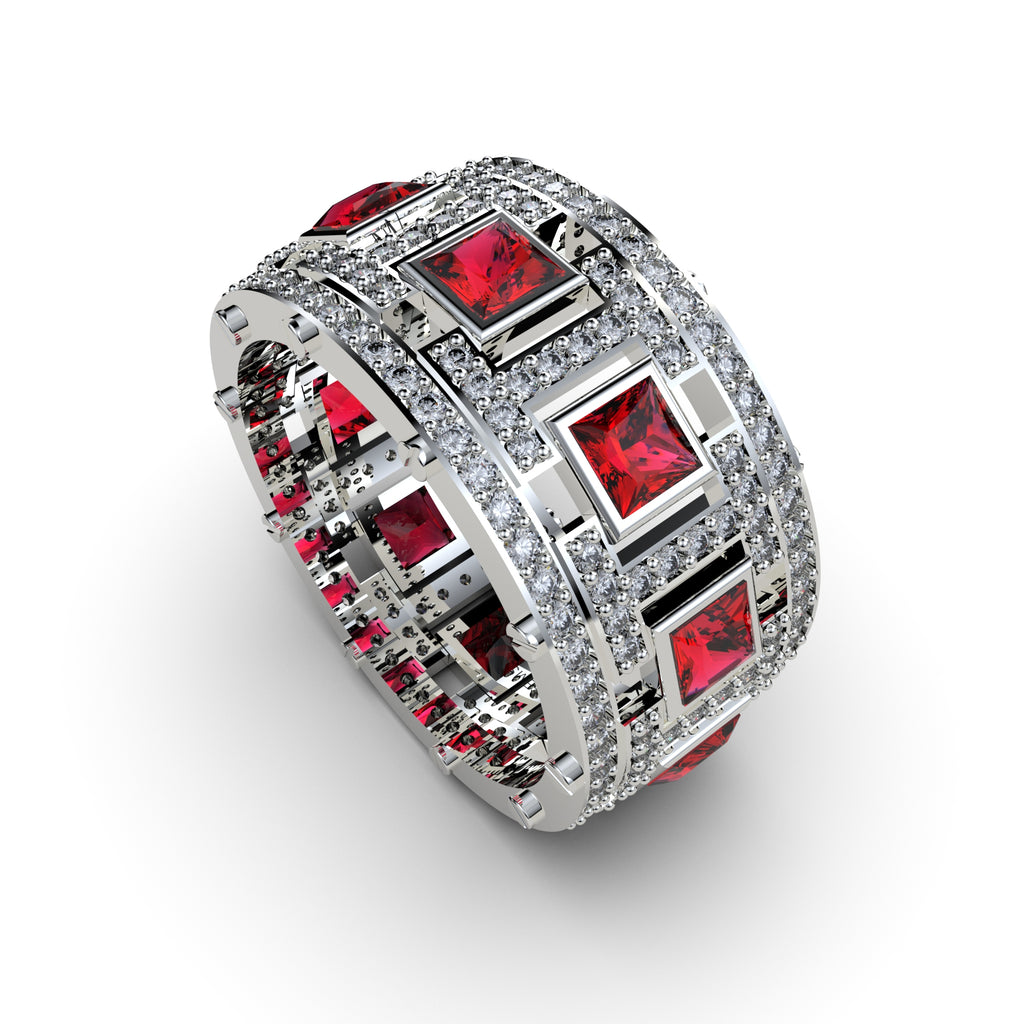 Natural Ruby and Natural Diamonds Ring - Nancy