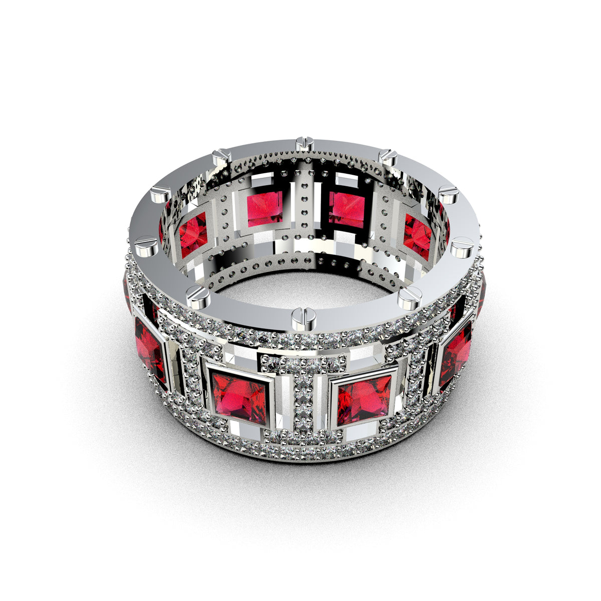 Natural Ruby and Natural Diamonds Ring - Nancy