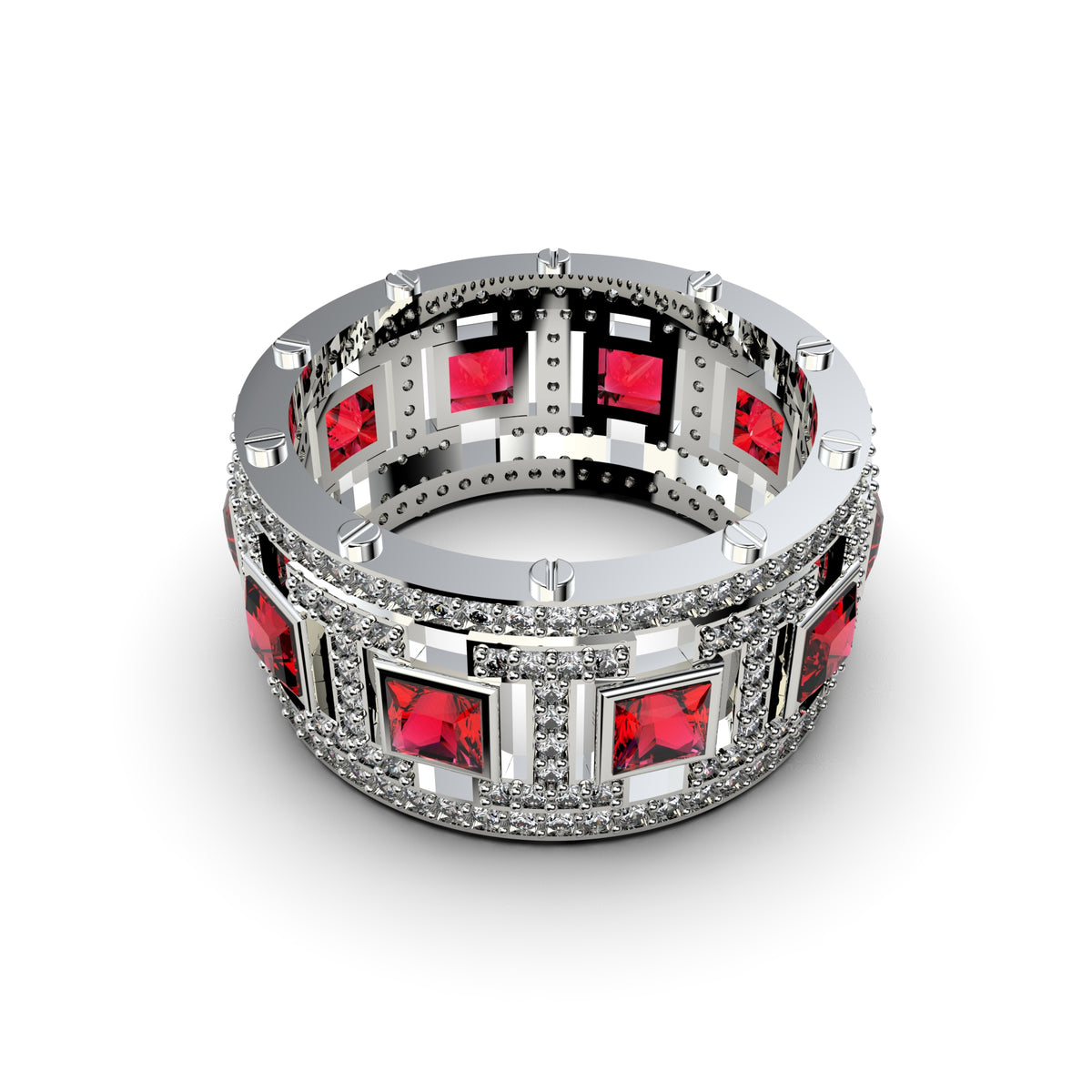 Natural Ruby and Natural Diamonds Ring - Nancy