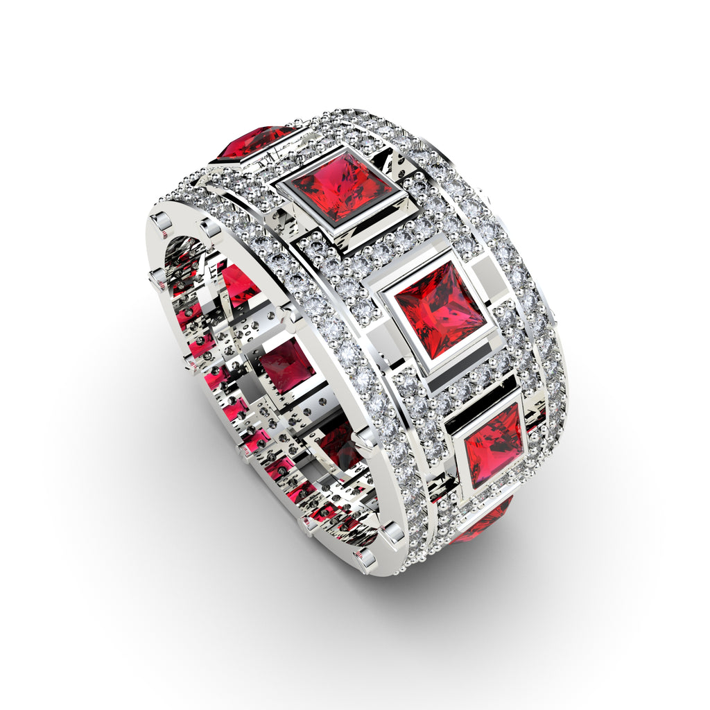 Natural Ruby and Natural Diamonds Ring - Nancy