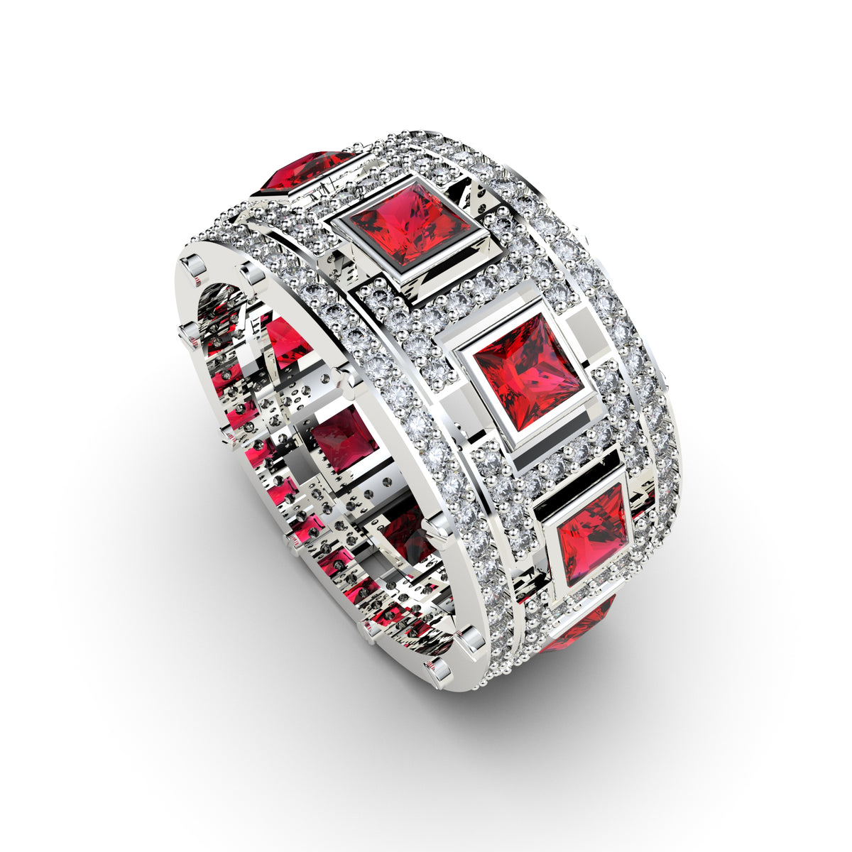 Natural Ruby and Natural Diamonds Ring - Nancy