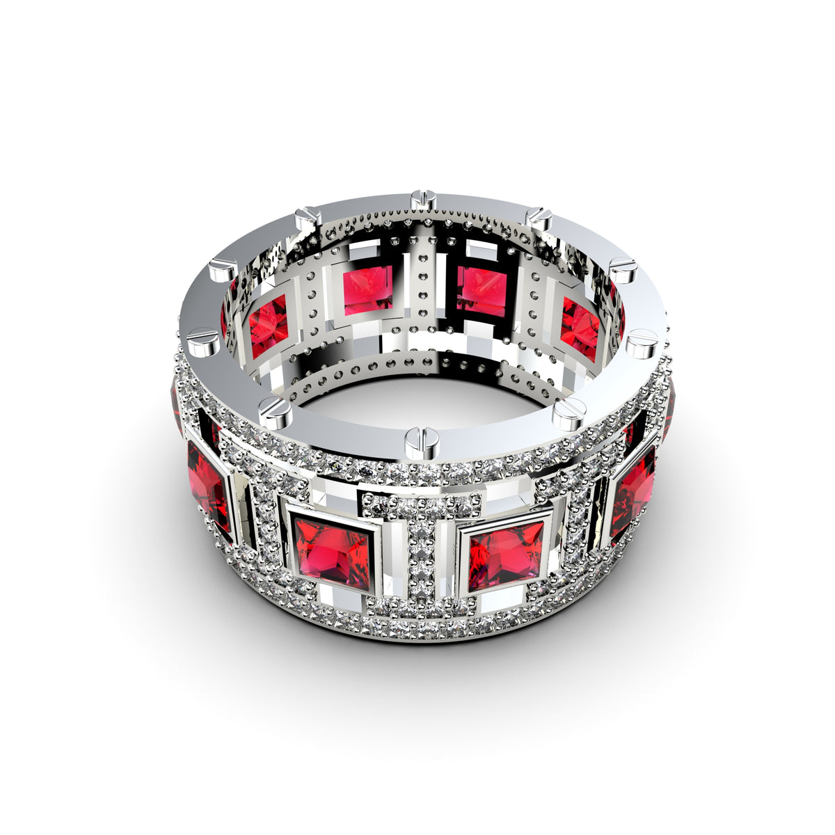 Natural Ruby and Natural Diamonds Ring - Nancy