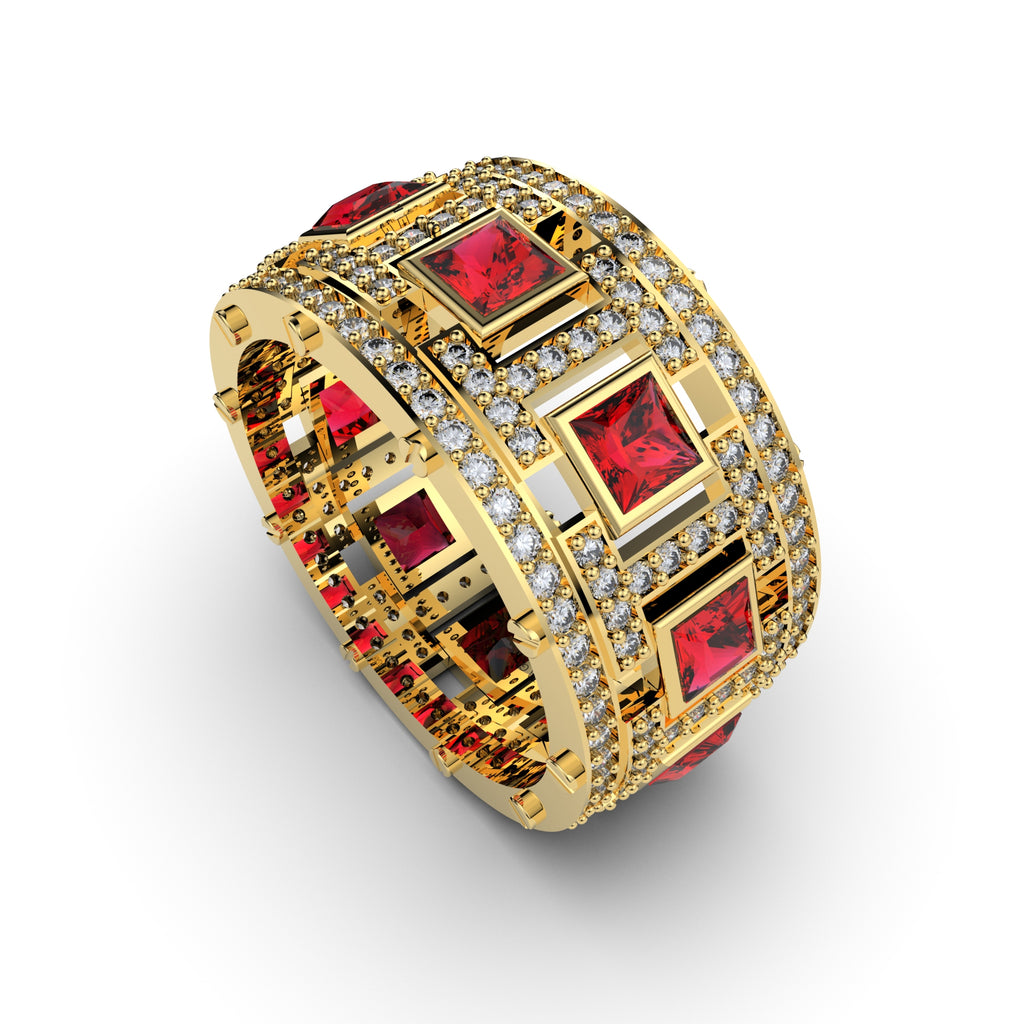 Natural Ruby and Natural Diamonds Ring - Nancy