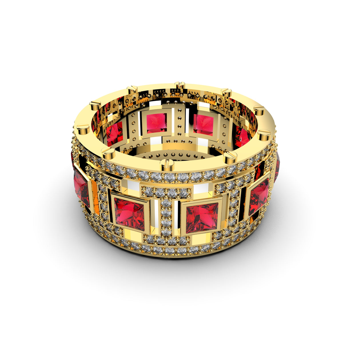 Natural Ruby and Natural Diamonds Ring - Nancy