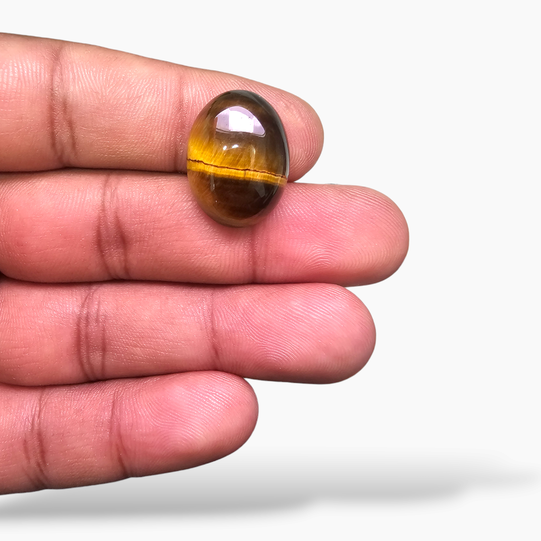 Natural Tiger Eye Stone 15.23 Carats Oval Cabochon Shape ( 20x15 mm )