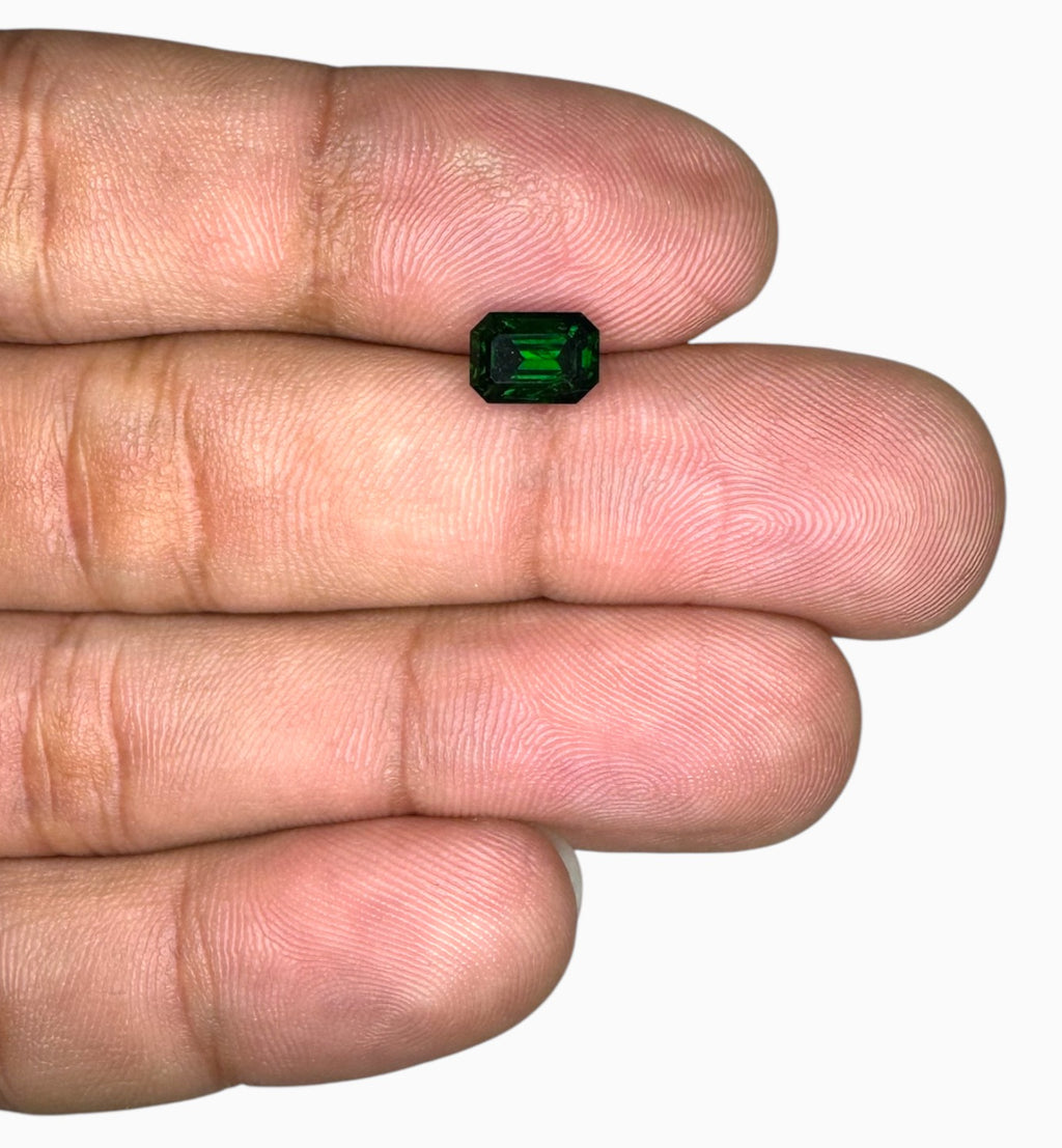 Natural Tsavorite Garnet Stone 1.66 Carats Emerald Cut 7.36 x 5.20 x 4.39 mm