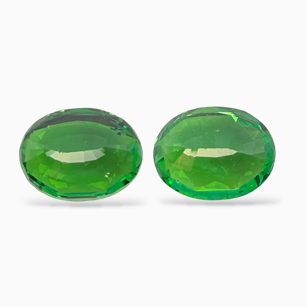 Natural Tsavorite Pair 4.01 Carats Oval Cut 8.5x6.5 mm Certified From IDL