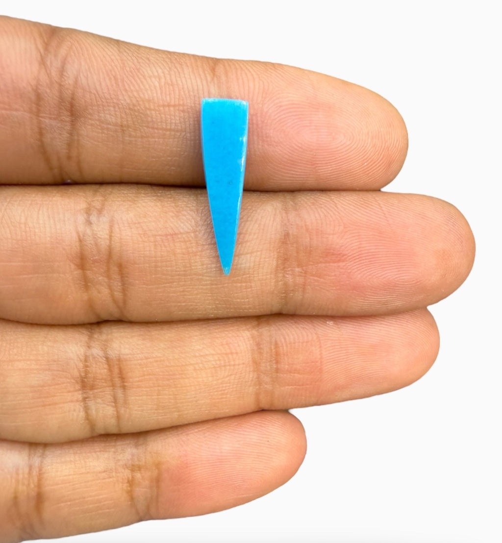 Natural Turquoise Fancy Cut (Square Cone Shape) Feroza Stone 4.06 Carats 20.5x5.5 mm