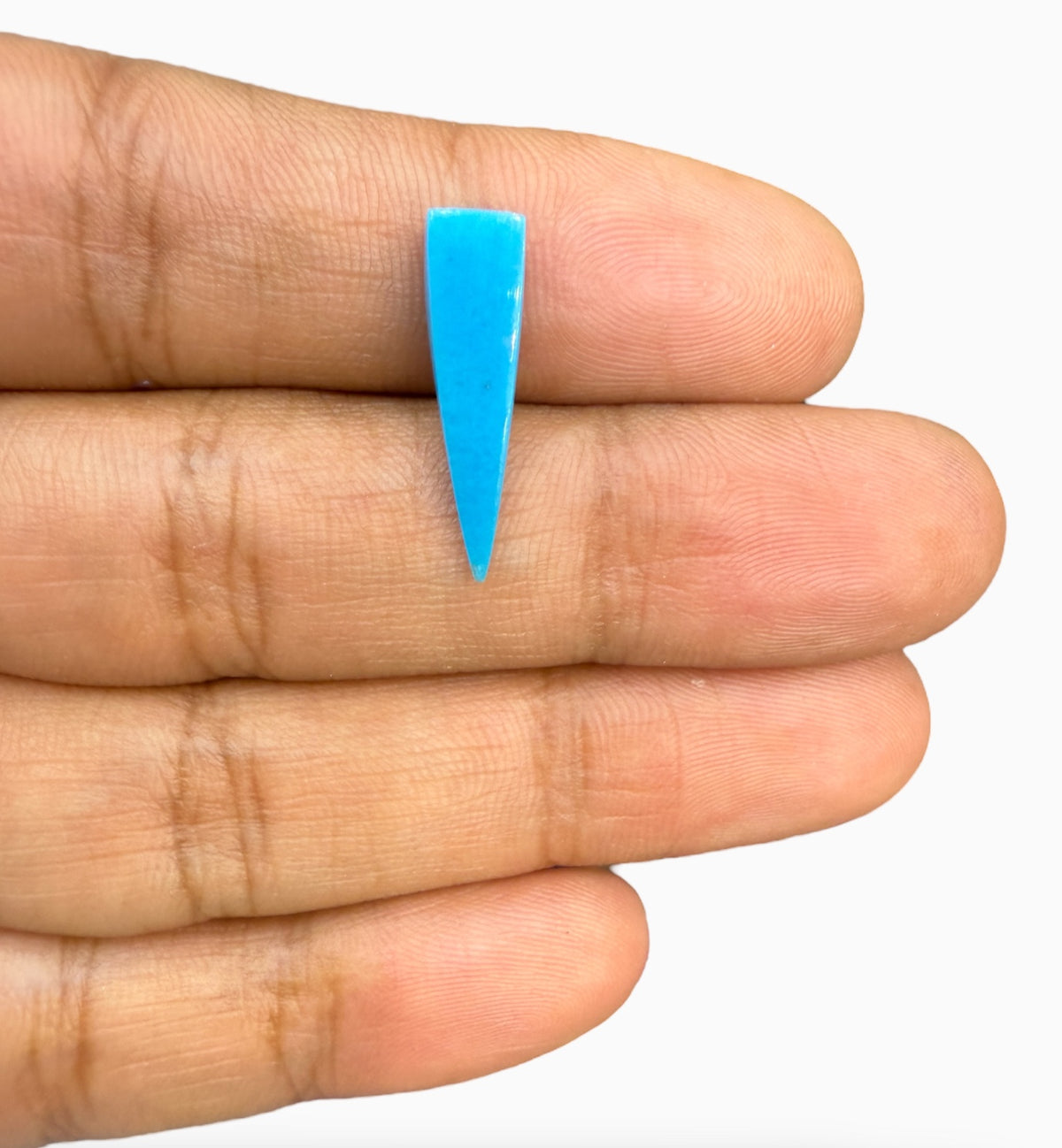 Natural Turquoise Fancy Cut (Square Cone Shape) Feroza Stone 4.06 Carats 20.5x5.5 mm