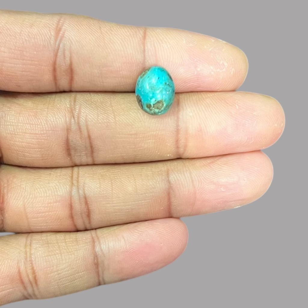 Natural Turquoise For Sale 3.76 Carats 12.1 x 9.8 x 5.4 mm in Oval