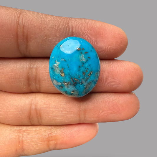 Natural Turquoise Oval Cabochon 37.85 Carats Weight 25.14 x 21.15 x 11.55 mm